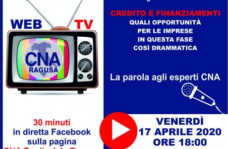 DOMANI IL PRIMO APPUNTAMENTO SUL WEB PROMOSSO DALLA CNA TERRITORIALE DI RAGUSA E RIVOLTO AGLI ASSOCIATI E, PIU' IN GENERALE, A IMPRENDITORI E CITTADINI