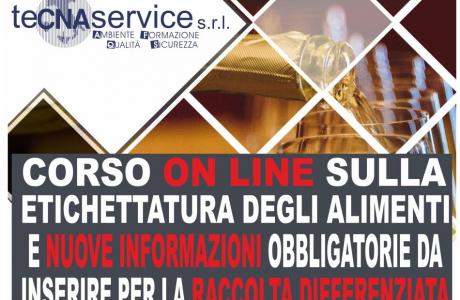 CORSO ON LINE SULLA ETICHETTATURA DEGLI ALIMENTI E NUOVE INFORMAZIONI OBBLIGATORIE DA INSERIRE PER LA RACCOLTA DIFFERENZIATA