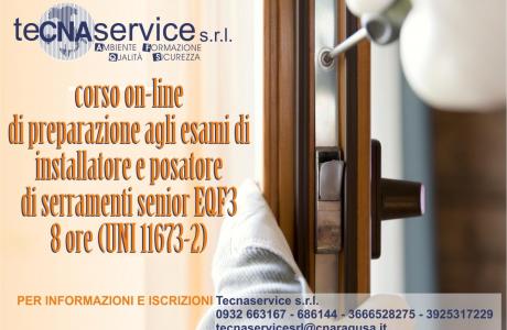 CORSO ON-LINE DI PREPARAZIONE AGLI ESAMI DI INSTALLATORE E POSATORE DI SERRAMENTI